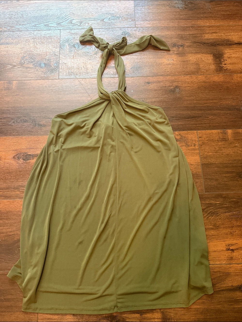 VENUS Olive Halter Tie-Back Dress